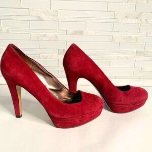Nine West Red Suede Platform Pumps